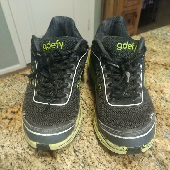 Gdefy Gravity Defyer Mighty Walk Shoes Women Black Neon Green SZ 8.5 - Picture 3 of 12